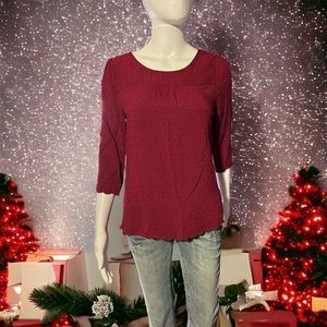 Maeve Anthropologie Burgundy Babydoll Blouse Size 6/Small